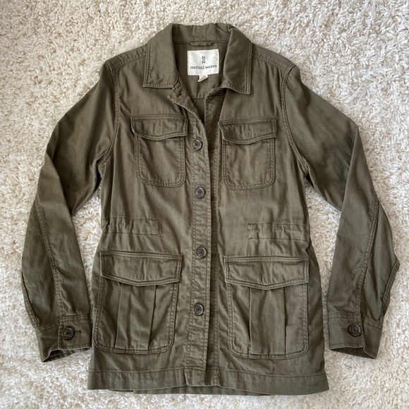 mutual weave Jackets & Blazers - Utility Jacket, green, 100% cotton, like new! Spring jacket, light weight!